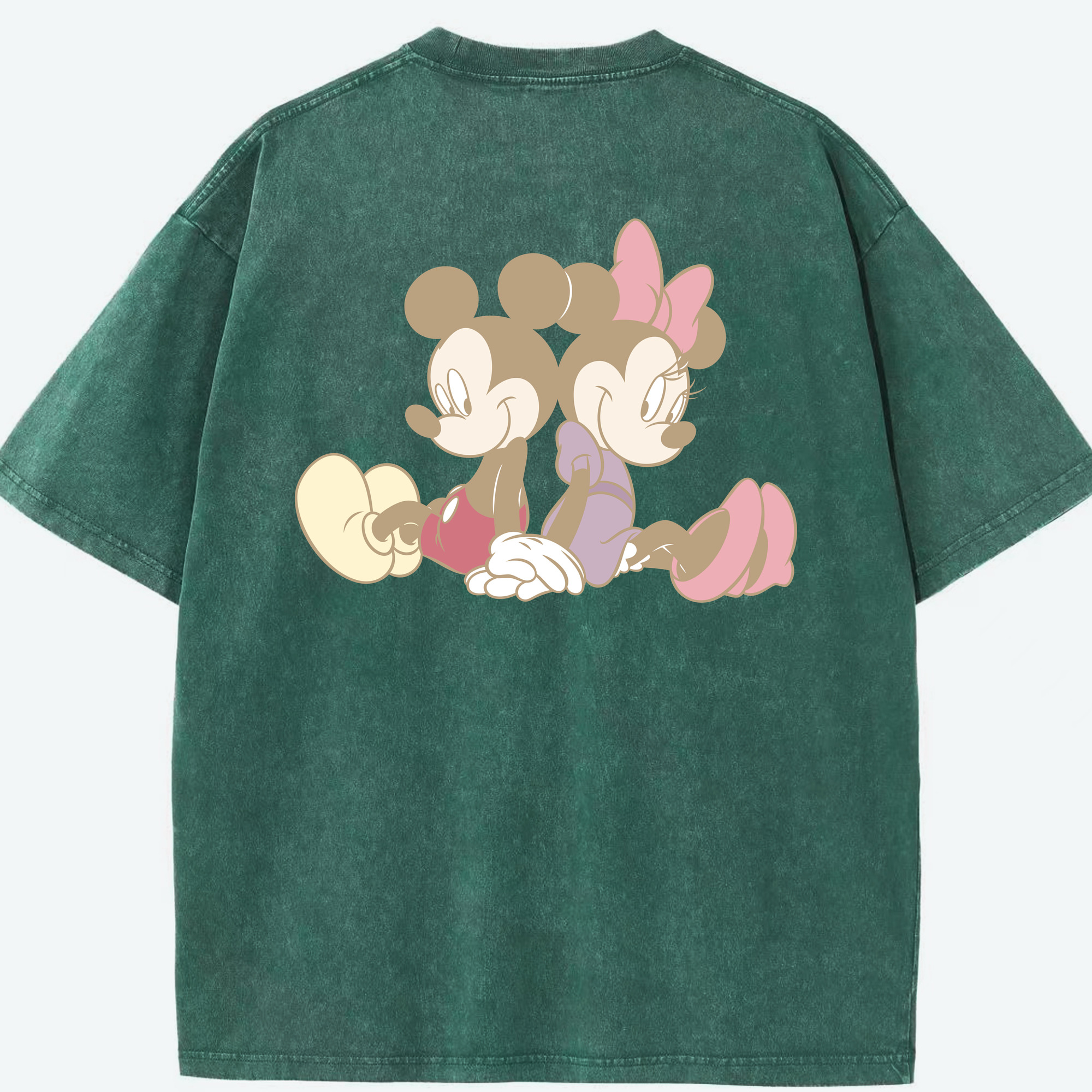 （画像用） ミッキーマウス Mickey Mouse 綿100% ヴィンテージ風 半袖Tシャツ（背面プリント）